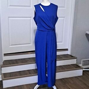 JASAMBAC Sleeveless Dressy Scoop Neck Cutout Ruched with Pockets Jumpsuit L NWT